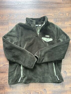 L.L. Bean Women's Olive Green Fleece Pullover Jacket